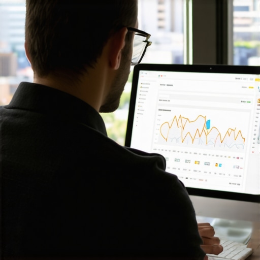 Business owner reviewing local SEO analytics with Toledo cityscape