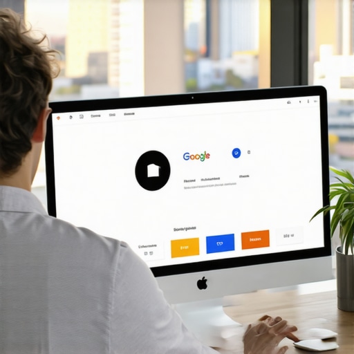 Person updating Toledo Google Business Profile on laptop with city background.