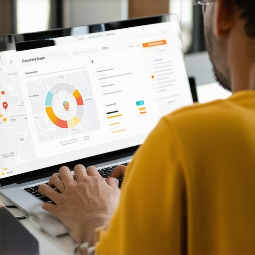 Person analyzing local SEO metrics on a laptop with Toledo maps and reviews dashboard.