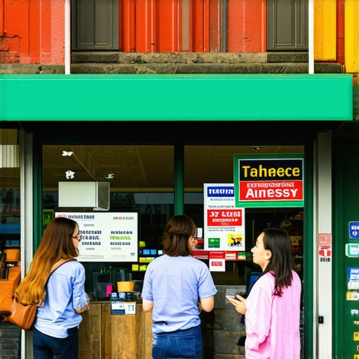 Photo of a Toledo storefront with vibrant signage and busy customers.