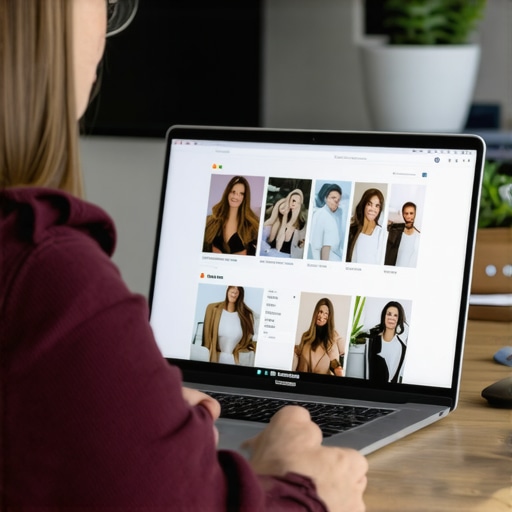 Business owner uploading new photos to Google Business Profile on laptop