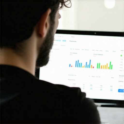 Person working on local SEO rank tracking with specialized tools.