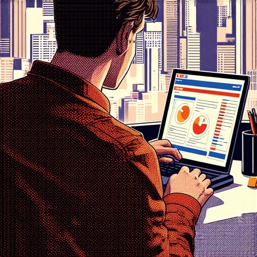 Managing Local SEO Tools in Toledo Business owner reviewing SEO analytics on a laptop with Toledo cityscape behind