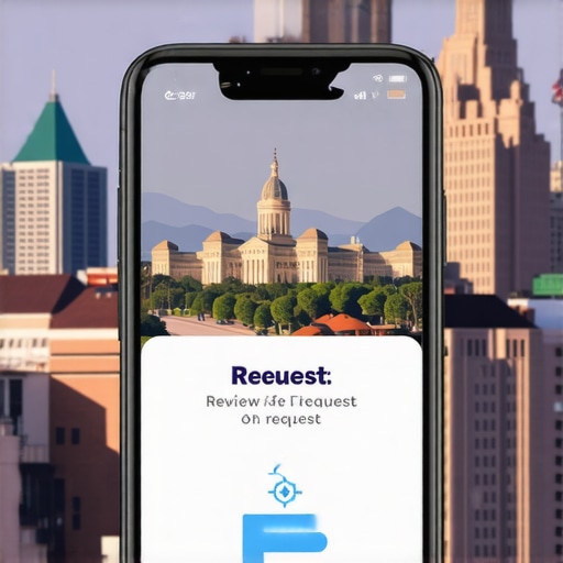 Personalized Toledo Review Request Mobile phone displaying a review request message tailored to Toledo landmarks